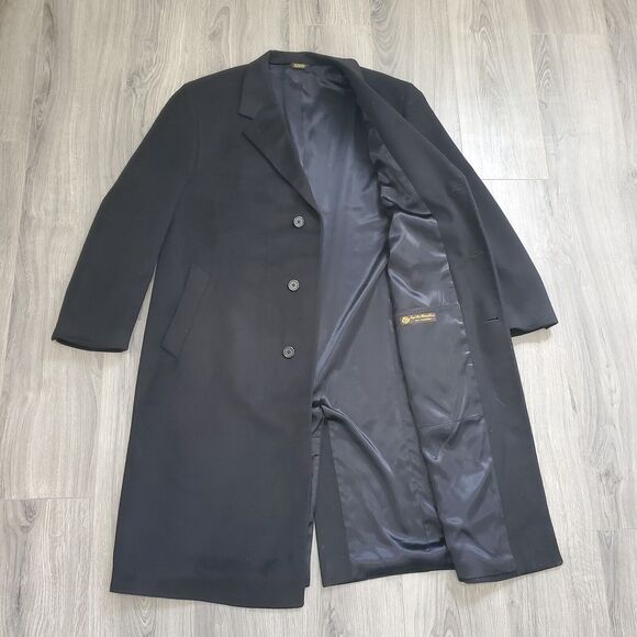 LORO PIANA 100% Cashmere Coat Men's 46R Black Long Overcoat Classic Quiet Luxury - Picture 3 of 16